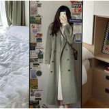 Women Long Windbreaker Coat Korean Loose Fashion Single-breasted Lapel Coats Female Autumn Winter Warm Lady Overcoats Wholesale