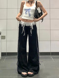 GETADME Y2k Baggy Laces Patchwork Sweatpants Vintage Woman Korean Fashion Loose Sports Pants Harajuku Gyaru Casual Trousers