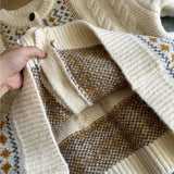 GETADME 빈티지 자카드 니트 가디건 여성 루즈 캐주얼 레이지 윈드 프린트 버튼 풀오버 한국식 긴팔 배기 에스테틱 아웃웨어 