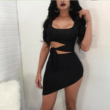 GETADME 여성 클럽 &amp; 나이트 아웃 섹시 드레스 스파게티 스트랩 백리스 바디콘 미니 드레스