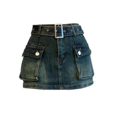 GETADME Women's Light Blue A-Line Mini Skirts Harajuku Denim Skirt Vintage Y2k Aesthetic High Waist Jean Skirt 2000s Trashy Clothes 2025