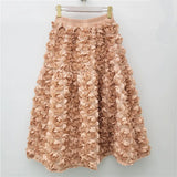 GETADME 2025 New Three-dimensional Flower Skirt Women's High Waist Long Tutu Skirt Fairy Big Swing A-shaped Jupe Femme Bohemian