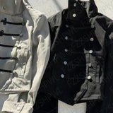 GETADME Streetwear Napoleon style Y2K Jacket Hip Hop Button Harajuku Goth Clothes Trend Punk Oversized Y2k Long sleeve Top Subculture
