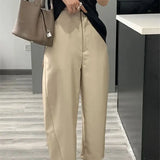 GETADME Limiguyue 봄 기본 루즈 와이드 레그 수트 팬츠 여성 캐주얼 하이웨이스트 바나나 팬츠 하이엔드 샴페인 팬츠 다용도 877P