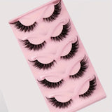 GETADME 5 Pairs False Eyelashes - Natural Long, Cat Eye Style, Winged Tips, Manga Lashes for Eye Elongation,