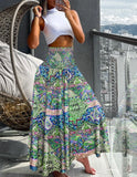 GETADME Fashion Cotton Women Floral Print Skirt Side Tie Beach Skirts Summer High Waist Wrap Flower Long Skirt
