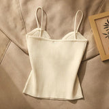 GETADME Summer Cross-Knit Suspender Women'S Sexy Beauty Camisole Slim Fit Sleeveless T-Shirt No Chest Pad Short Tank Tops Black White