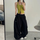 GETADME 오버사이즈 블랙 스웨트팬츠 여성 Y2K 하라주쿠 배기 조거 팬츠 여름 스트리트웨어 와이드 레그 팬츠 한국 패션 캐주얼 바지 신상품 