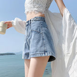 GETADME Y2K Retro Loose Casual Middle Short Jeans Summer New Women's High Waist Korean Denim Pants Fashion All Match Sexy Baggy Jeans