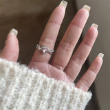 GETADME Fashion Trend Pink Crystal Bowknot Heart Rings Zircon Ring Y2K Shiny Zircon Rings for Women Girls Party Aesthetic Jewelry 2025 N