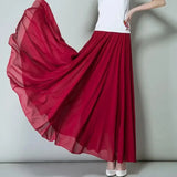 GETADME 성인 여성 발레 댄스 스커트 롱 쉬폰 댄스 스커트 리리컬 소프트 발레 드레스 블랙 버건디 반투명 댄스 의상