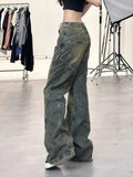 Getadme 2 New Design Denim Wide Leg Pants High Waist Fashion Full Length Jeans Show Thin Classical Trousers Korean Retro Trend Streetwear