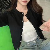 GETADME Alobee Red Cardigan Knit Early Autumn Women Clothes New 2025 Outdoor Crop Sweater Outerwear Long Sleeve Top Bottoming Shirt
