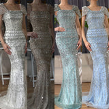 GETADME Serene Hill 2025 Arabic White Mermaid  Short  Beaded Long Evening Dresses Gowns For Occasion Customized