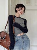 Getadme-Y2k Streetwear Slim Fit T Shirts Women Vintage Korean Fashion Casual Top Female Letter American Retro Long Sleeve Tees