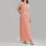 GETADME Imcute Women 2 Piece Maxi Skirt Set Y2k Lace Up Back Tank Top Flowy Ruffle Long Skirt Outfits Summer Going Out Beach Sundress
