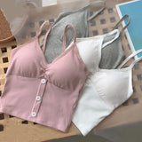 GETADME Women Knitted Tank Top Strap Vest Female Knitting Crop Top Chest Wrap Pure Cotton Underwear  Camisoles