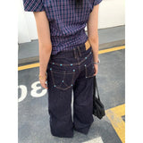 GETADME American Retro Blue Jeans Women Y2k Vintage Oversized High Street Wide Cargo Denim Trousers Casual Baggy Straight Denim Pants
