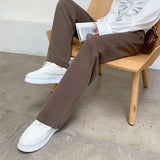 Pantalon tailleur GETADME pour femme, taille haute, longueur au sol, blanc, coupe ample, jambes larges, idéal pour l'automne et l'hiver. Pantalon droit long pour femme, parfait pour le bureau.