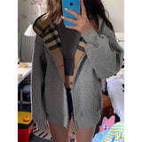 GETADME American Vintage Plaid Hooded Sweatshirt Cardigan Women's Oversize Idle Style Jacket 2025 Spring Autumn New Arrival Sleeveless