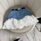 GETADME Women Fashion Ruffled Cake Dress High Waist A Line Petchwork Mini Skirt 2025 Spring Summer New In Y2K Skirts Lady Street Party