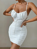 GETADME Sexy WOMEN'S Camisole Pleated Tight Fitting Buttocks Wrapped Backless Dress 2025 Seaside Vacation New Model