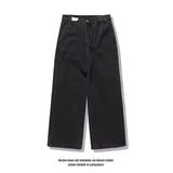 GETADME 90s Retro Street Embroidery Jeans Male  R&B Solid Color Loose Straight Pants Female Y2K Harajuku Hip Hop  Punk Style  Men Jeans