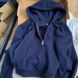 GETADME 한국 스타일 짧은 후드 재킷 여성용 달콤한 흰색 느슨한 얇은 상의 모든 종류의 옷에 매치 초가을 패션