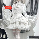 GETADME 2025 Japanese Lolita Blouse White - Cute Puff Sleeve Shirt with Lace Cuffs for JSK Dress Sweet Vintage Style Underblouse
