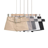 Getadme - Vêtements Y2K, mini-jupes pour femmes, mode coréenne vintage, jupes cargo noires, jupes cargo d'été 2024 avec ceinture blanche