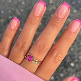 GETADME 24개 세트 여성용 짧은 프렌치 라이트 블루 핑크 듀얼 컬러 광택 표면 전체 커버 착용 가능 가짜 네일 프레스온 네일 아트