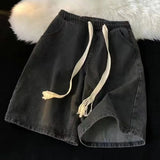 GETADME Y2k Hip Hop Vintage Loose Jorts Harajuku Streetwear Summer  Punk Rock Letter Embroidery Fashion Denim Shorts Men Clothing