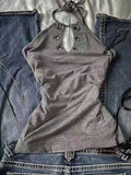 GETADME Y2k Crop Tops Vintage Clothes Aesthetic Print Basic Vest Summer Harajuku Sleeveless Slim 2000s Streetwear Goth Cami Emo Girl