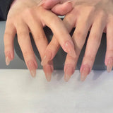 GETADME 10개입 누드 컬러 핸드메이드 프레스온 네일 풀 커버 점진적 변화 크리스털 클리어 프렌치 아몬드 가짜 네일 매니큐어 네일 팁