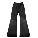 GETADME American Retro Heavy Industry High Street Coated Micro-Flared Jeans For Men And Women Black Gothic Vintage Casual Loose Jeans