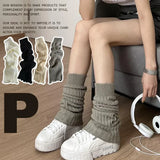 Getadme-Solid Color Thigh High Stockings Women Trendy Casual Female Long Socks pile up Thermal Warm Cotton Tall Tube Leggings