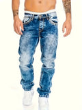 GETADME European American Jeans Men's Autumn New Slim Elastic Trousers Fashionable Vintage Wash Denim Pants Male Streetwear