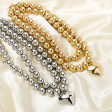 GETADME Big CCB Ball Beaded Chain Heart Pendant Necklace for Women Trendy Choker Collar Neck Accessories 2025 Fashion Jewelry