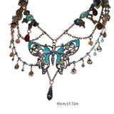 GETADME 나비 펜던트 태슬 허리 주얼리 섬세한 나비 펜던트 멀티레이어 허리 체인 우아한 구슬 바디 체인