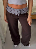 GETADME Blifanbo Fashion Polka Dot Long Pants Women Casual Patchwork Suit Pants Female High Waist Print Loose Trouser Elegant Y2k 2025