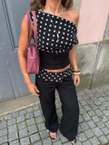 GETADME Blifanbo Fashion Polka Dot Long Pants Women Casual Patchwork Suit Pants Female High Waist Print Loose Trouser Elegant Y2k 2025