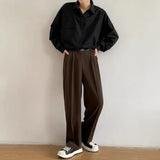 GETADME Brown Black Suit Pants Men Slim Fit Fashion Social Mens Dress Pants Korean Casual Straight Pants Mens Office Formal Trousers