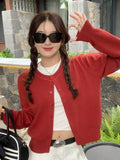GETADME Women's Long Sleeve 2025 Cardigan O Neck Button Down Knit Lady Spring Autumn Knitted Single-breasted Cardigan Sweaters