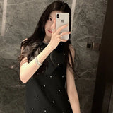 GETADME 2025 summer new casual comfort high-end light luxury socialite small dress dress temperament white vest dress