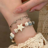 Getadme Simple Fashion For Women Light Luxury Ceramic Zircon Bracelet Cat's Eye Pearl Non-Fading Jewelry Accessories Party Gift