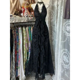 GETADME Gothic Black Strap Dress Women Casual Y2k V-neck Summer Evening Party Dresses Bodycon Slim High Street Chic Skinny Clothing