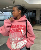GETADME Women Y2K Hoodies Harajuku Letter Print Loose Sweatshirt Trousers Hip Hop Punk Long Sleeve Pocket Men Sweatpant Streetwear Tops