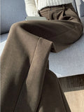 Getadme Autumn/Winter Pants for Women Loose Straight High Waisted Wool Elegant Women's Pants Casual Fashion Wide Legs Full Women Pants