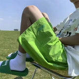 GETADME Y2k Men's Shorts Man Fluorescent Green Beach Pants Summer New Loose Quick-Dry Cotton Sports Gym Cargo Shorts Hip Hop Streetwear