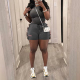 GETADME 2025 Summer Slimming Sporty Sets Letter Embroidered Short Sleeve T-shirt and Tassel Elastic Waist Shorts Women 2Pcs Outfits